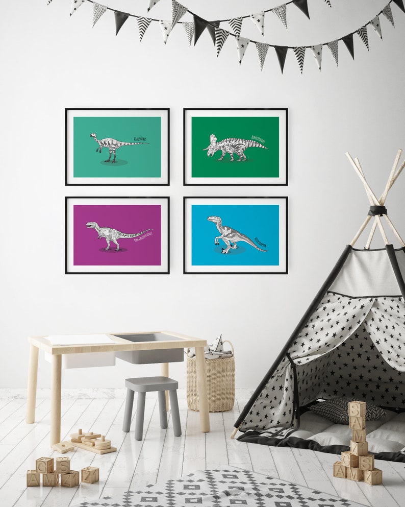 Zuniceratops Dinosaur Print, Dinosaur Nursery Illustration, Kids Dinosaur wall Art, Boy Room Wall Decor, Kids room Decor, Dinosaur Alphabet image 7