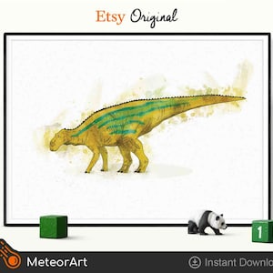 Watercolor Maiasaura Dinosaur Nursery Illustration, Dinosaur Print, Kids Dinosaur wall Art, Boy Room Wall Decor, Kids room Dinosaur Decor