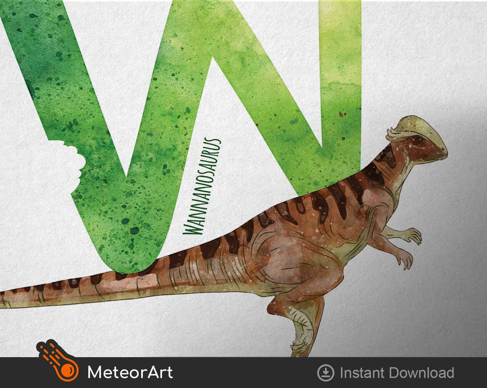 Letter W Wannanosaurus Dinosaur Illustration Alphabet Etsy