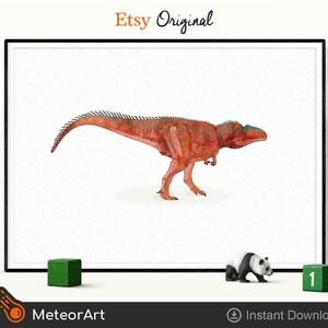 Watercolor Giganotosaurus Dinosaur Nursery Illustration, Dinosaur Print, Kids Dinosaur wall Art, Boy Room Decor, Kids room Dinosaur Decor