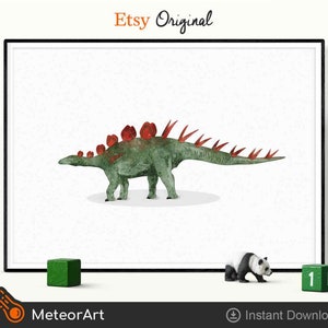 Watercolor Kentrosaurus Dinosaur Nursery Illustration, Dinosaur Print, Kids Dinosaur wall Art, Boy Room Wall Decor, Kids room Dinosaur Decor