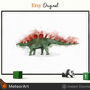 Watercolor Kentrosaurus Dinosaur Nursery Illustration, Dinosaur Print, Kids Dinosaur wall Art, Boy Room Wall Decor, Kids room Dinosaur Decor