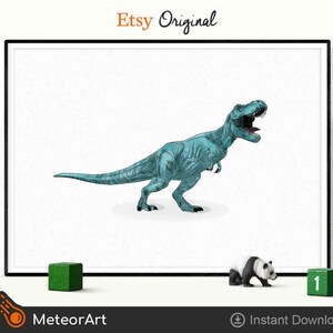 Watercolor T-Rex Dinosaur Nursery Illustration, Dinosaur Printable, Kids Dinosaur wall Art, Boy Room Wall Decor, Kids room Dinosaur Decor