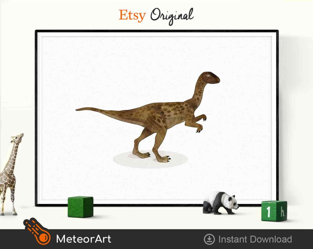 Watercolor Fabrosaurus Dinosaur Nursery Illustration, Dinosaur Print ...