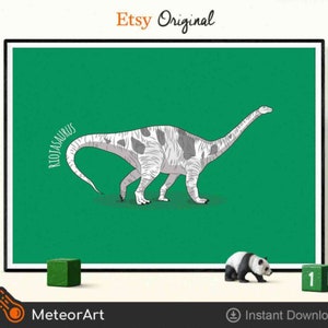 Riojasaurus Dinosaur Print, Dinosaur Nursery Illustration, Kids Dinosaur wall Art, Boy Room Wall Decor, Kids room Decor, Dinosaur Alphabet