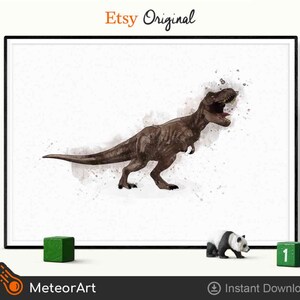 Watercolor T-Rex Dinosaur Nursery Illustration, Dinosaur Print, Kids Dinosaur wall Art, Boy Room Wall Decor poster, Kids room Dinosaur Decor