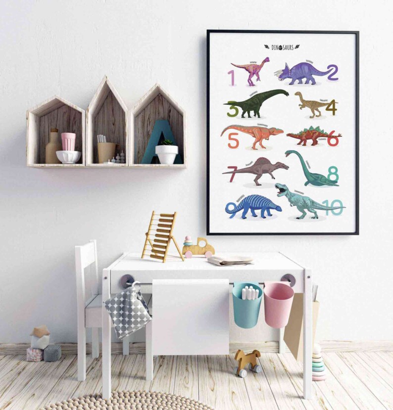 Dinosaurs Counting Numbers Educational Poster Vertical | Etsy