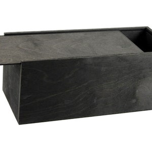 Wooden box with sliding lid (344 x 140 x 140 mm L/W/H inside) - black stained wooden box storage box box box - B-goods