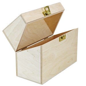Holzbox mit schrägem Klappdeckel (220 x 100 x 170 mm L/B/H Innen) - Kiste - Box - Schatulle - Holzkiste - Kästchen - Truhe