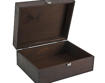Wooden box (dark brown) with hinged lid (248 x 194 x 103 mm L/W/H outside) box - casket - wooden box - casket - B-stock
