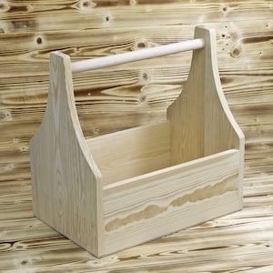 Tool box made of natural wood with carrying handle L 37x25x38cm - caretaker&#39;s box carrying box box