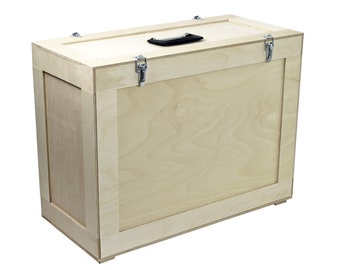 Grande caisse de transport en bois - 60 x 28,5 x 46 cm extérieur (L/l/H) - caisse de transport - caisse en bois - coffre - caisse - valise