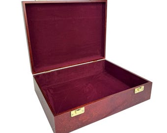 Coffret en bois noble et de haute qualité - coffret cadeau - boîte de rangement - doublé de velours - acajou - coffret - petit coffre