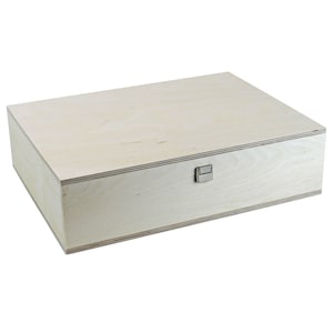 Caja grande de madera con tapa abatible (340 x 250 x 80 mm L/a/A exterior) - caja - caja - ataúd - caja de madera - caja - cofre