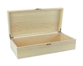 Wine box with hinged lid and swing top closure - for 2 bottles of wine - wooden box - box - B-stock - remaining stock