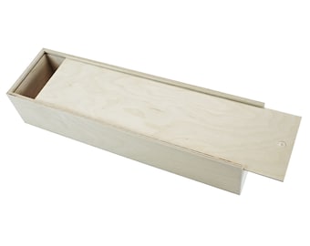 Boîte en bois avec couvercle coulissant - naturel - 380 x 100 x 70 mm (L/W/H à l’intérieur) - Boîte en bois - Boîte - Boîte - Boîte de rangement - Boîte