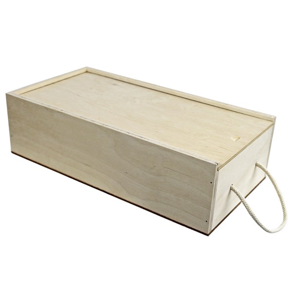 Wooden box with sliding lid - natural - 315 x 155 x 80 mm (L/W/H inside) - wooden box - crate - box - storage box - box