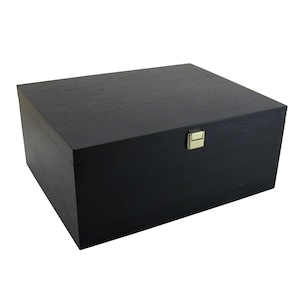 Wooden box with lid (270x213x120mm), black lacquered, box chest storage box B-WARE remaining stock