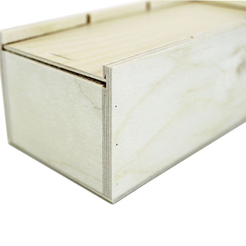 Petite boîte / boîte en bois avec couvercle coulissant 3 compartiments 163 x 70 x 52 mm L / W / H à lintérieur Boîte en bois Boîte de rangement Boîte image 5