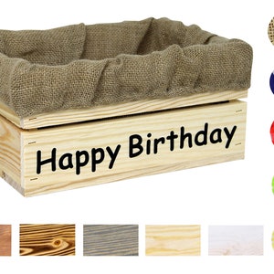 Holzkiste mit Aufdruck Happy Birthday - Stiege Steige Geschenkverpackung Präsentkorb