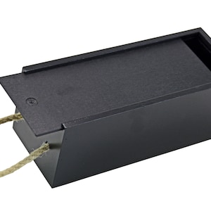 Small wooden box with carrying cord and sliding lid - painted black - B-stock