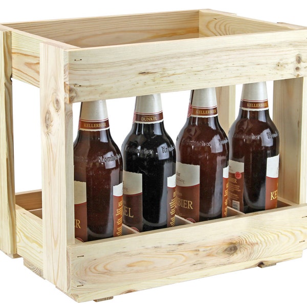Bierkasten aus Holz - Flaschenträger - Männerhandtasche - Getränkekorb - Bierkiste - Kasten