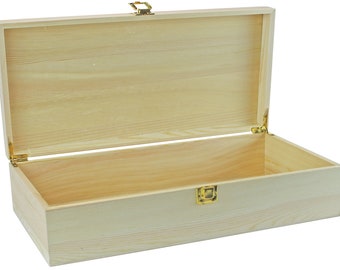 B-STOCK - Wine box with hinged lid and hinged closure - for 2 bottles of wine - Wooden box - Box