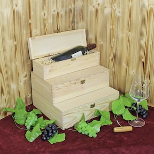 Wine box hinged lid with closure - wooden box wine box wine packaging box lid