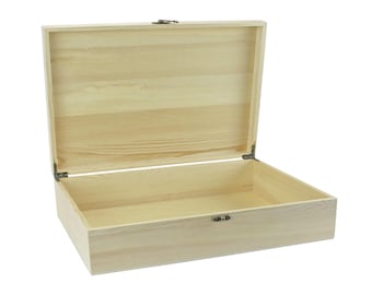 Wine box with hinged lid and swing top closure - for 3 bottles of wine - wooden box - box - B-stock - remaining stock