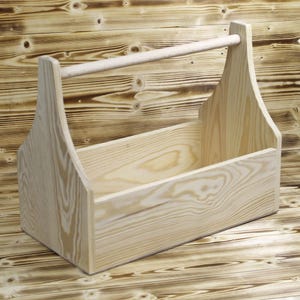 Tool box made of natural wood with carrying handle XL 40x25x38cm - caretaker&#39;s box carrying box