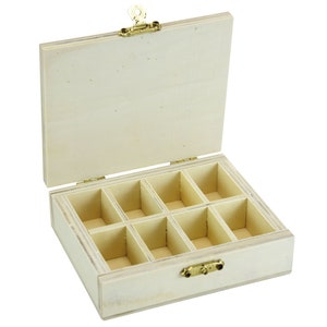 Piccola scatola assortimento in legno - 8 scomparti - scatola di smistamento - scatola per minuteria - scatola - scatola portaoggetti - (B-ITEM)