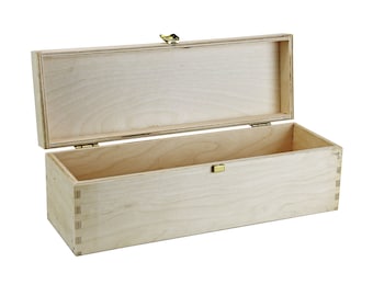 Houten kist met klapdeksel - B-WARE - 365 x 110 x 110 mm (binnenkant) - houten kist - opbergkist - kist - krat - opbergkist