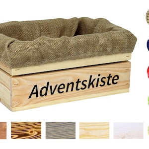 Holzkiste mit Aufdruck Adventskiste - Stiege Steige Geschenkverpackung Präsentkorb