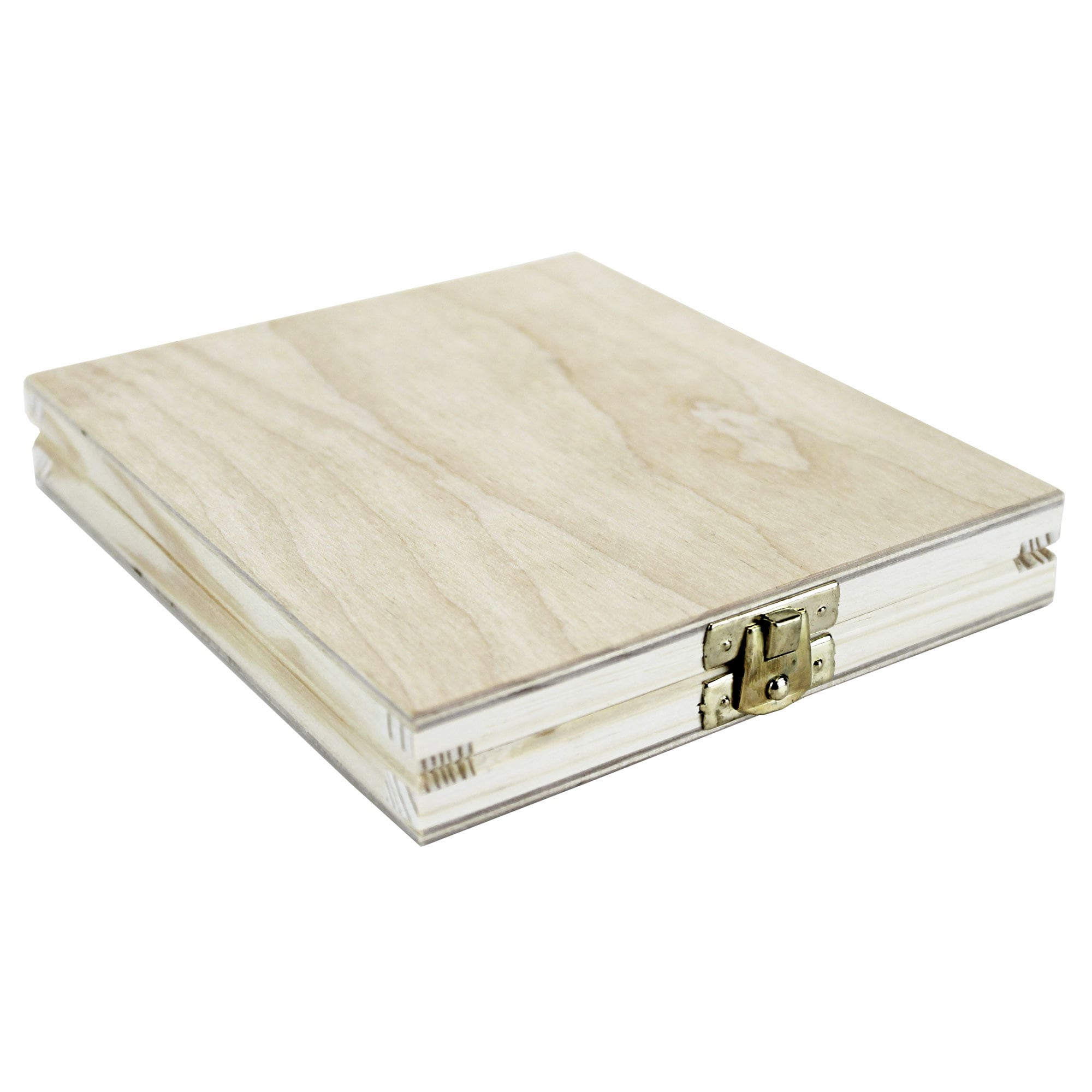 Small, flat wooden box with hinged lid (122 x 142 x 18 mm L/W/H Inside) - box - box - box - box