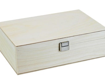 Kleine Holzbox mit Klappdeckel (204 x 134 x 62 mm L/B/H Innen) - Kiste - Box - Schatulle - Holzkiste - Kästchen - Truhe