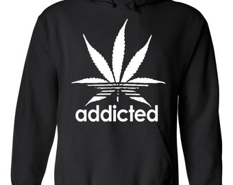 Wasted Pot Leaf Smiley Face Adult Hoodie #2235a