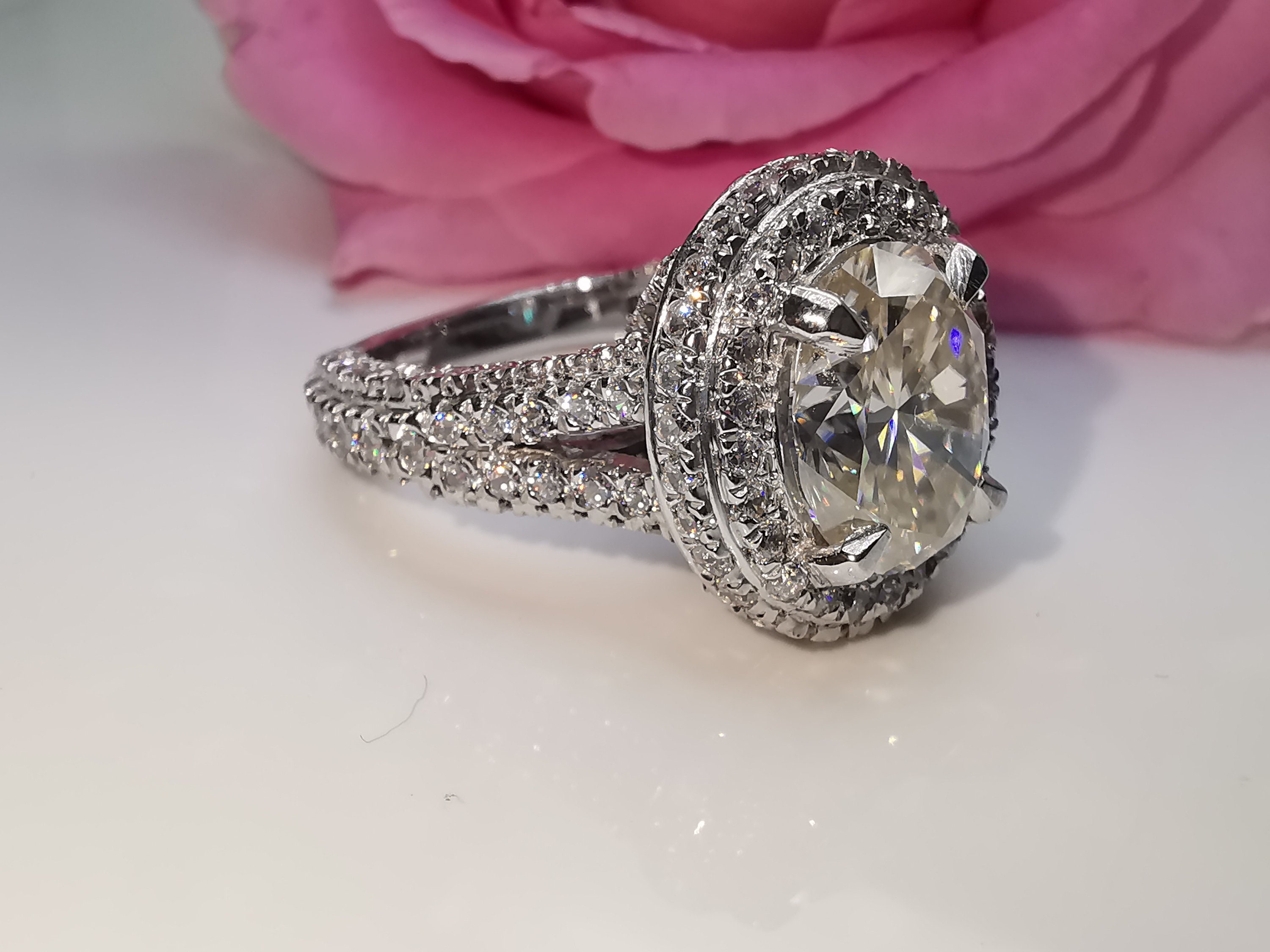 Moissanite Engagement Ring 3.91ct Real Moissanite DEF Color Etsy