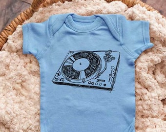 Turntable DJ retro vintage music 80s Infant Bodysuit Baby shower gift surprise pregnancy announcement