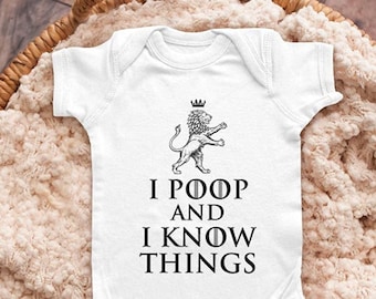 I Poop and I Know Things funny GOT parody Infant Bodysuit Baby shower gift surprise pregnancy announcement youth shirt