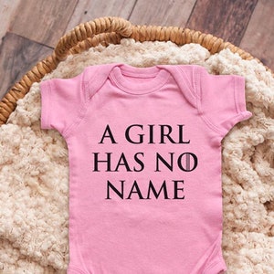 A Girl Has No Name Arya My Sun Breaker of Chains Khaleesi funny GOT parody Bodysuit Baby shower surprise pregnancy announcement youth shirt