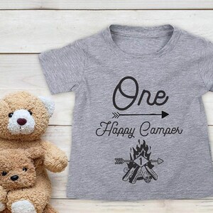 One Happy Camper Camping Birthday Baby Shirt Bodysuit First Birthday Outfit