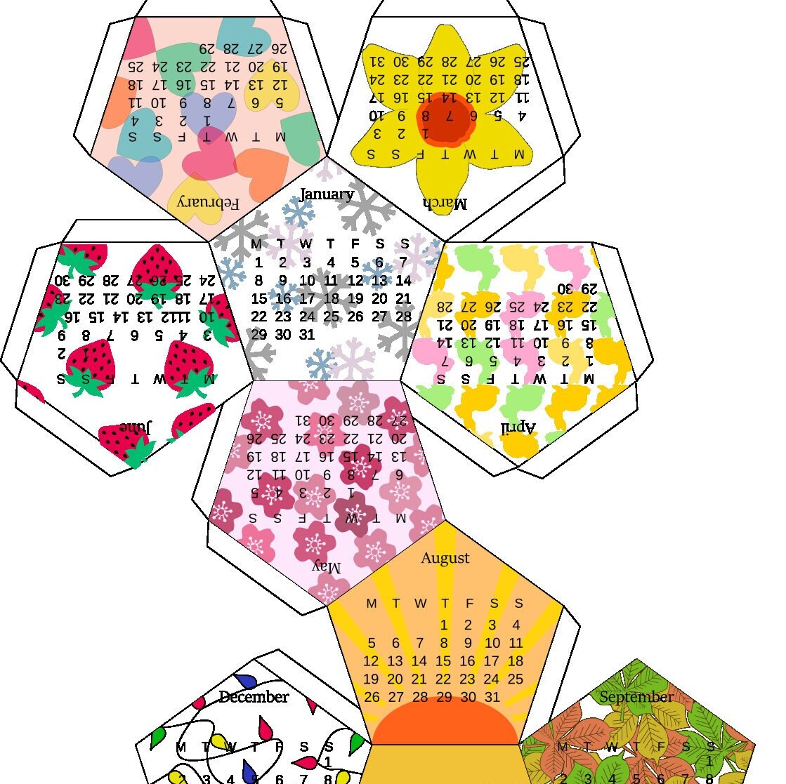 2024 Dodecahedron Calendar Printable Etsy Australia