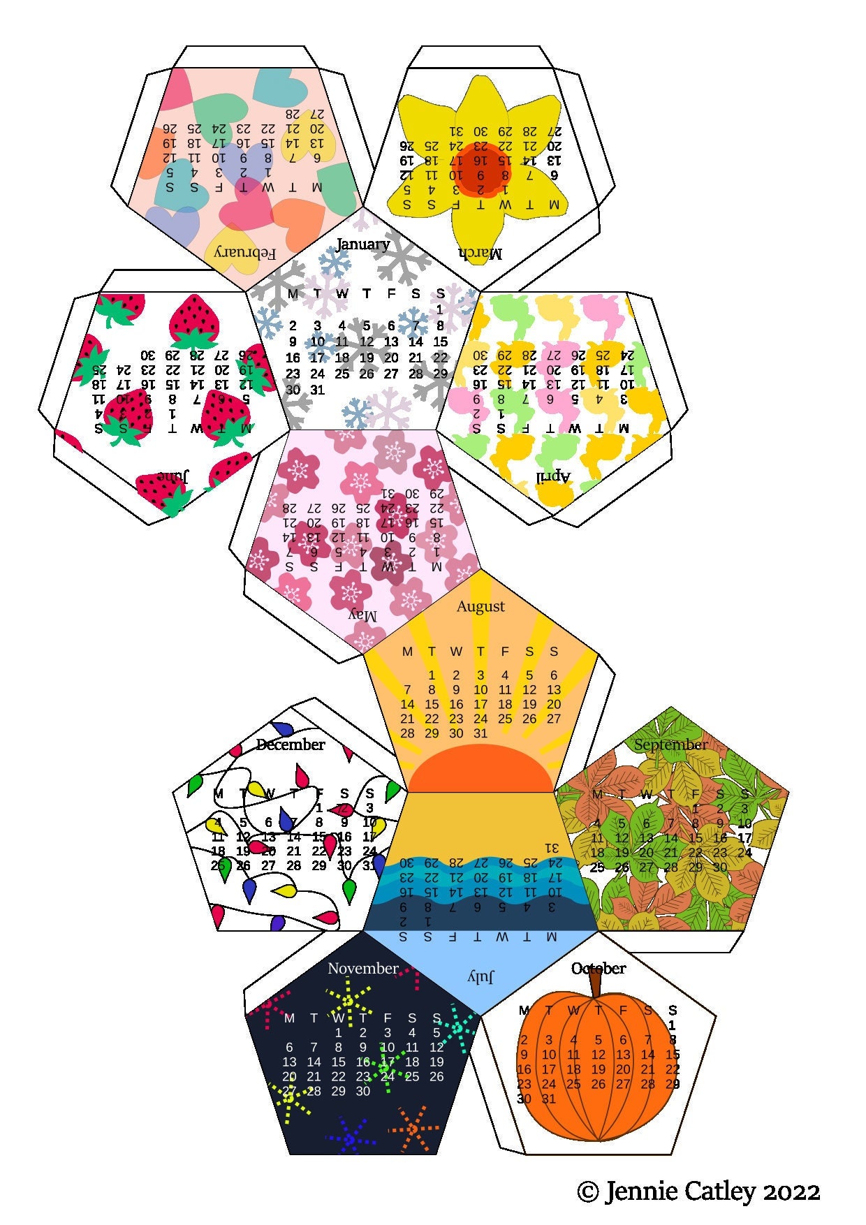 2023 Dodecahedron Calendar Download Printable - Etsy Denmark