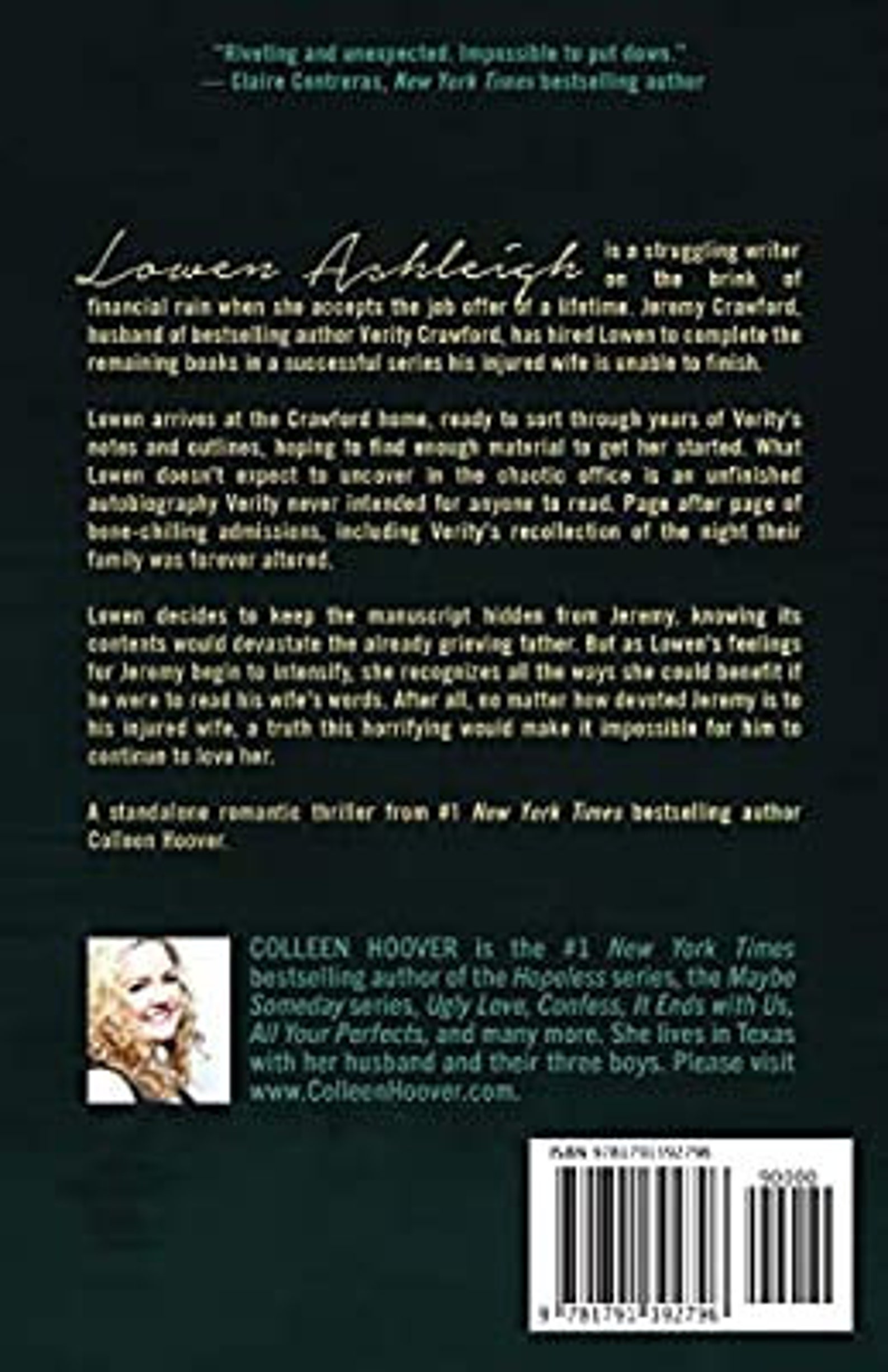 Verity By Colleen Hoover Verity Colleen Hoover Read Online Etsy
