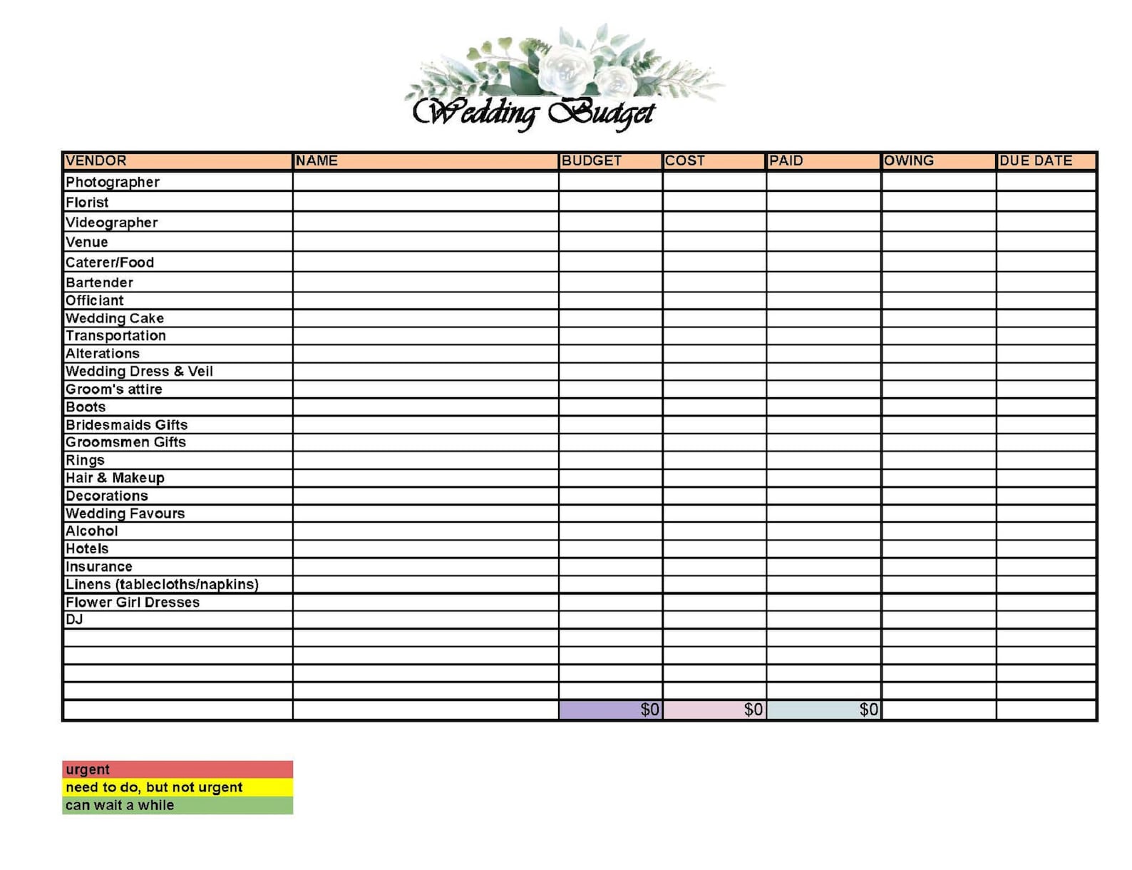 Completely Full Wedding Planning Excel Spreadsheet Bundle Etsy