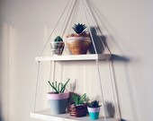 Wall hanging plant shelf indoor planter shelf indoor plant wall stand rope ladder shelf rustic plant display shelf for bathroom