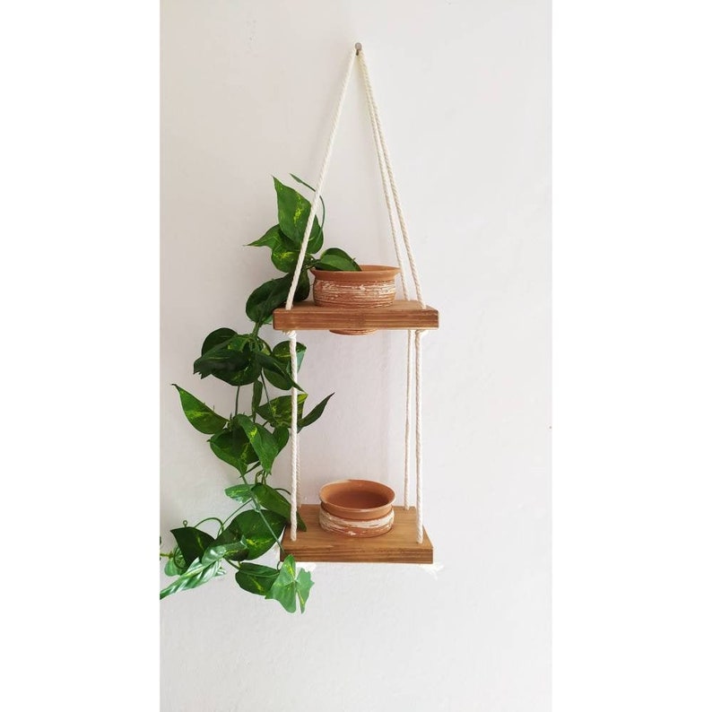 CLOSEOUT SALE Rope Hanging Wall Planters Indoor Wooden Etsy