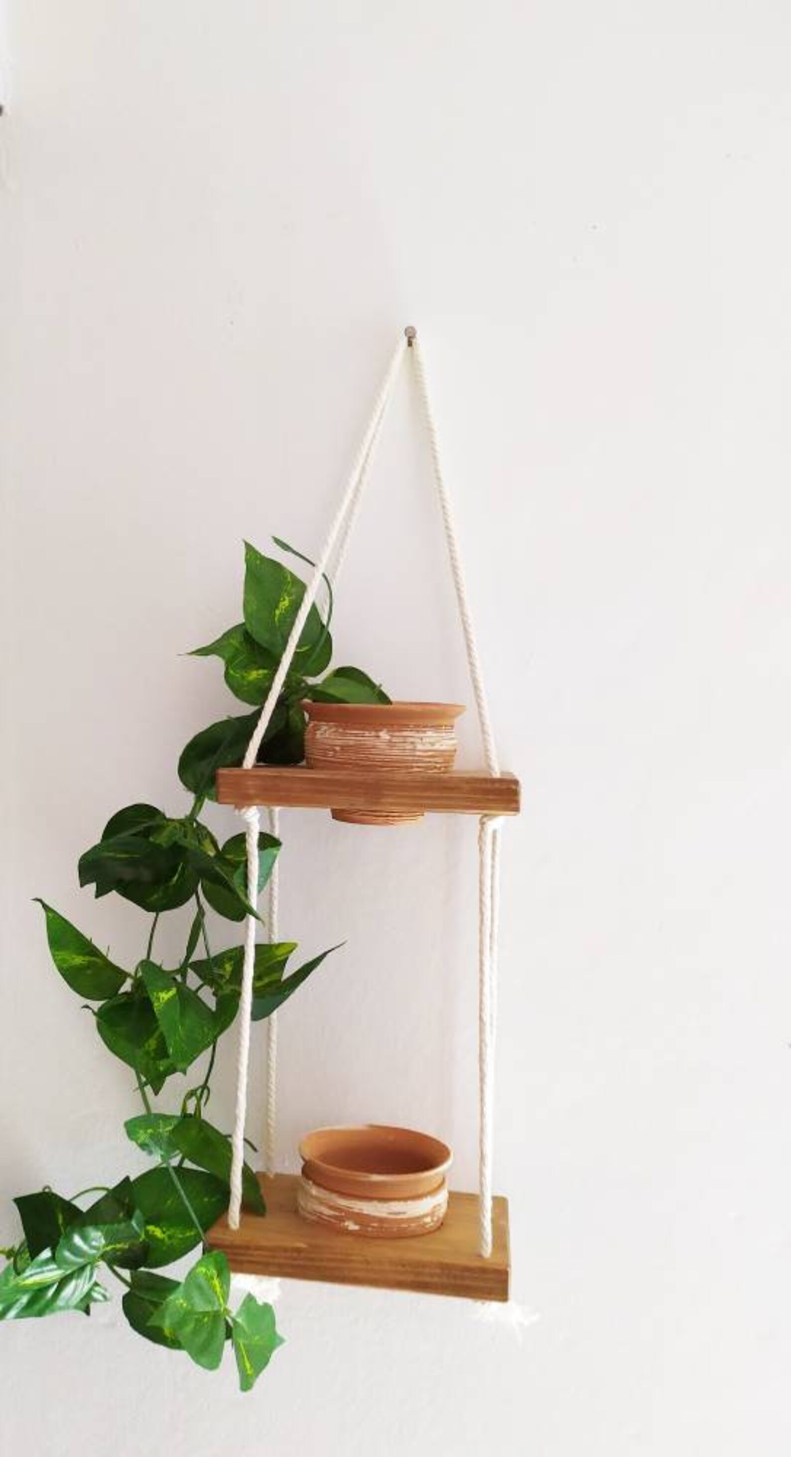 CLOSEOUT SALE Rope Hanging Wall Planters Indoor Wooden Etsy