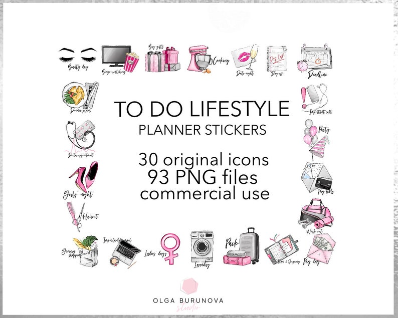 Planner icons Printable planner stickers To do icons Fashion Etsy