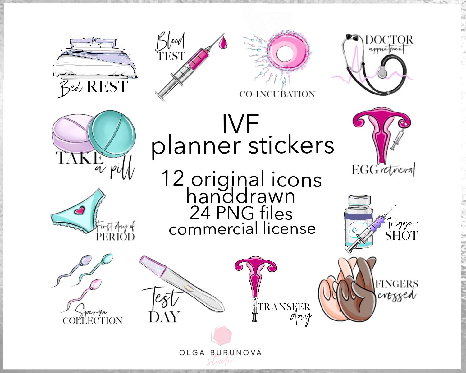 Ivf Planner Printable Ivf Stickers Fertility Stickers | Etsy
